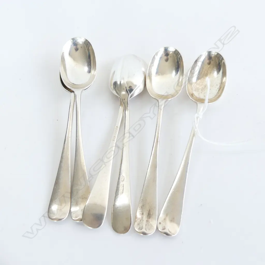 6 STG SILVER TEASPOONS, 5x WALKER & HALL SHEFFIELD 1922 132 GRAMS Image 1++