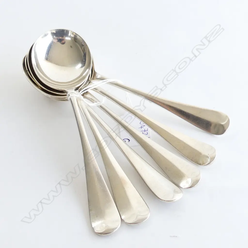 6 WALKER & HALL STG SILVER SOUP SPOONS SHEFFIELD 1920 L.180mm 424 GRAMS Image 1++
