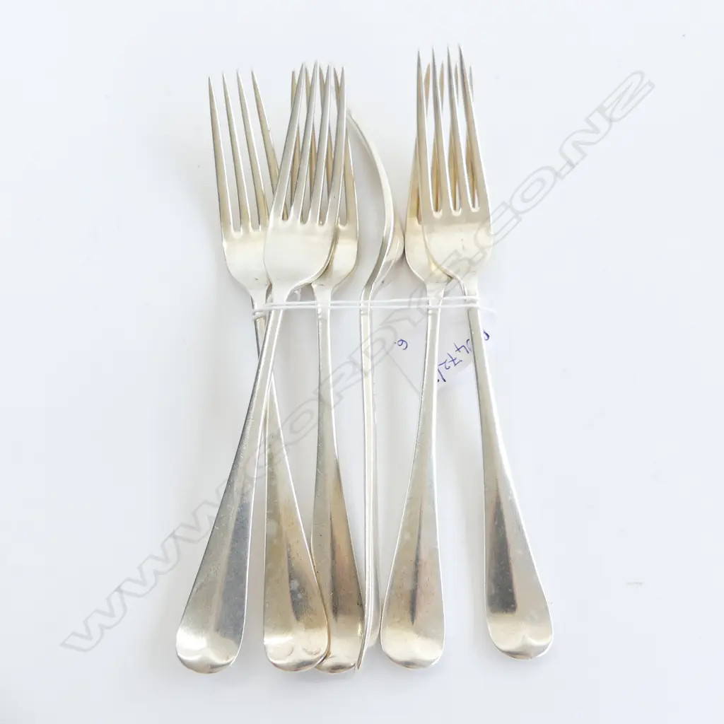 6 WALKER & HALL STG SILVER DINNER FORKS SHEFFIELD 1930 L.195mm 418 GRAMS Image 1++