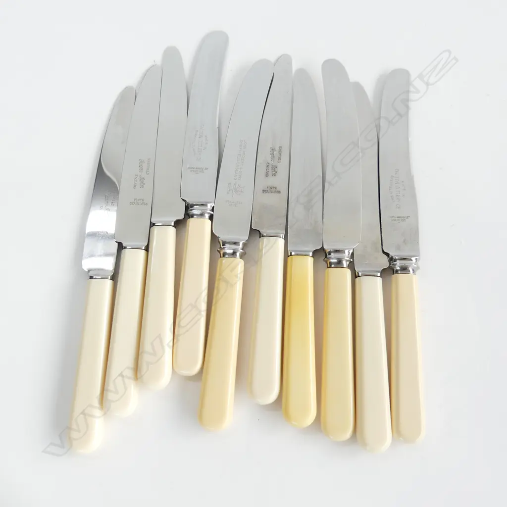 10 ASST. IVORINE 'BONE' HANDLED KNIVES Image 1++