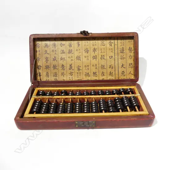 OLD ABACUS IN DECORATED LACQUER BOX L. 270MM
