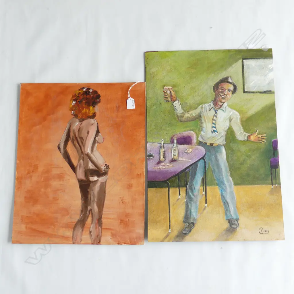 2 UNFRAMED OILS ON BOARD 1 SIGNED C EMERY LARGEST H610 W400 Image 1++