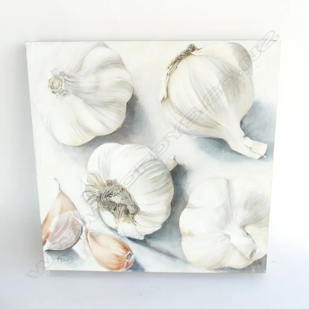 SIGNED MIXED MEDIA ARTWORK; GARLIC 500x500mm Image 1++