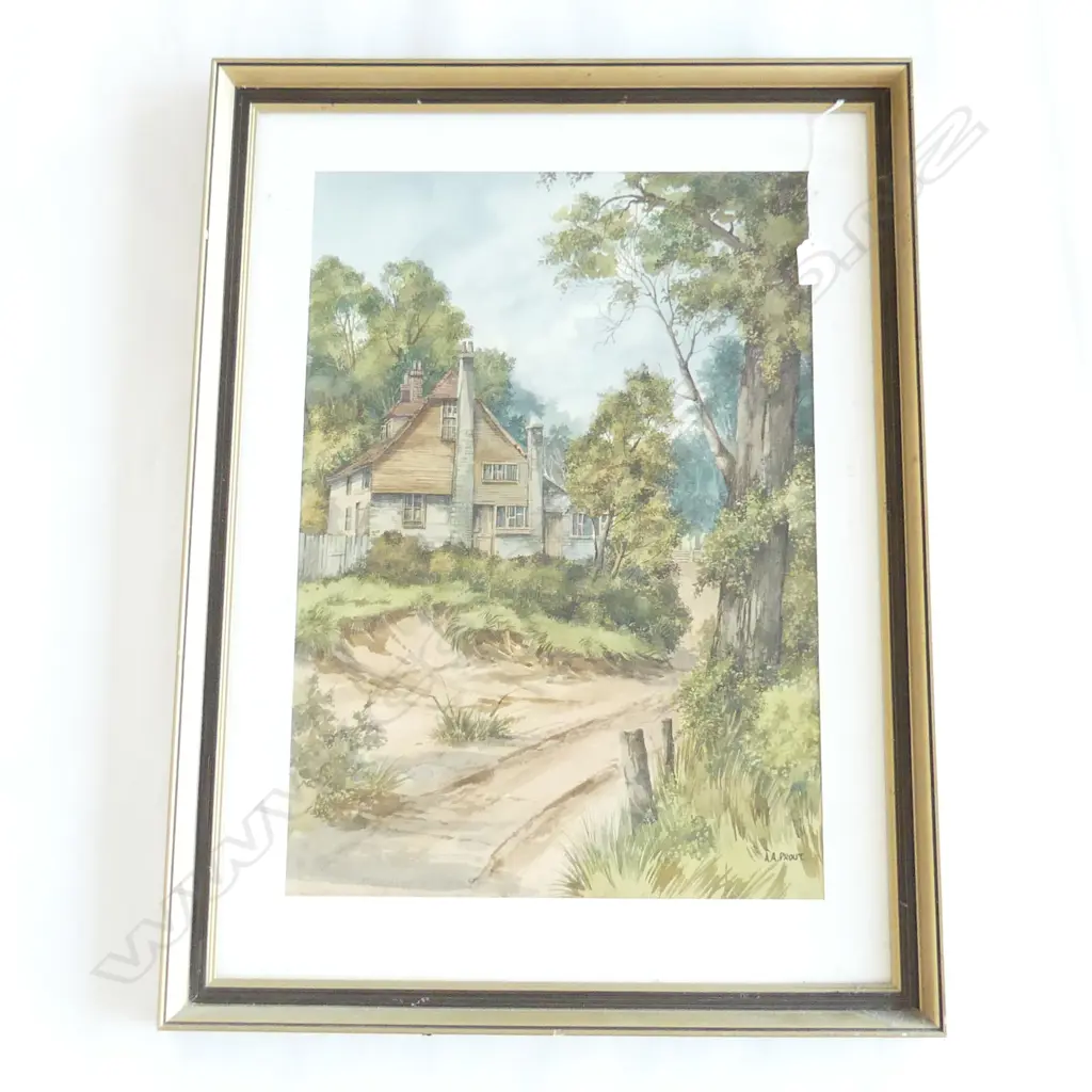 ANTHONY A. PROUT (1946-) 'COUNTRY LANE BUCKINGHAMSHIRE ENGLAND' W/C 540x380mm Image 1++