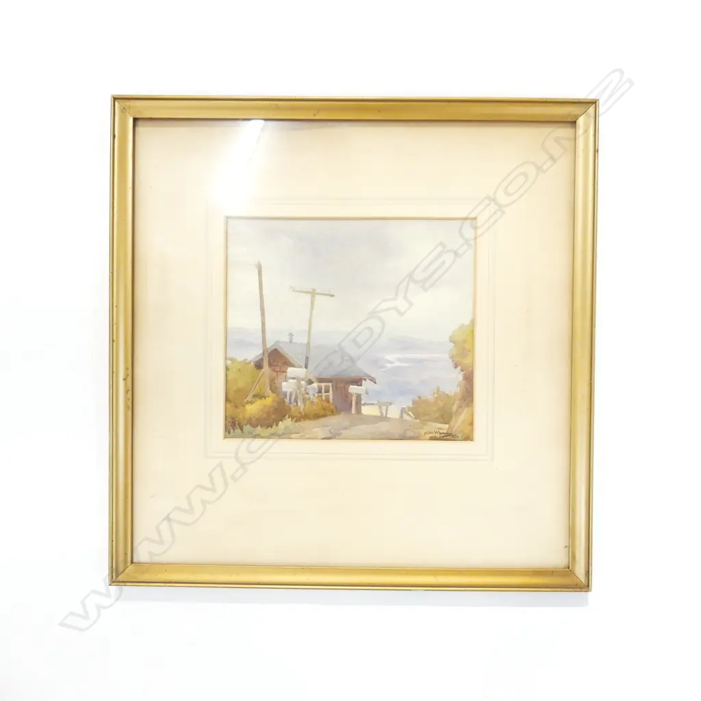 HILDA WISEMAN, LANDSCAPE w. SHED, W/C 1929 245x275mm Image 1++
