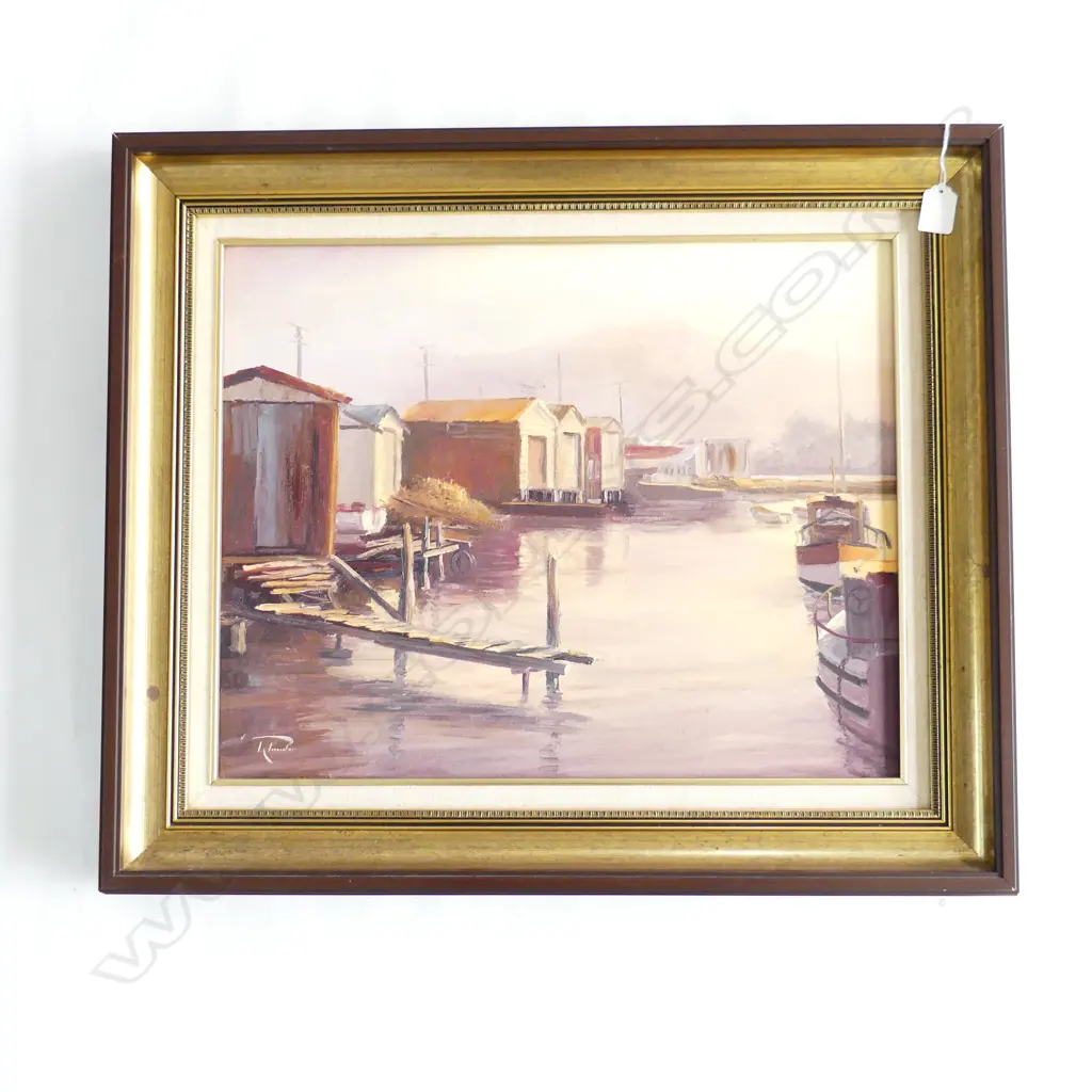RICHARD PONDER OIL 'HUTT BOAT SHEDS' 395 x 495mm Image 1++
