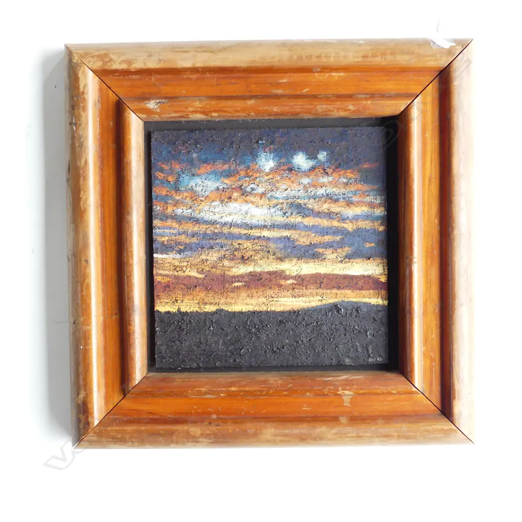 OIL ON BOARD TITLED HALL BUS RD TONIGHT SIGNED ON REVERSE H350 W350MM Image 1++