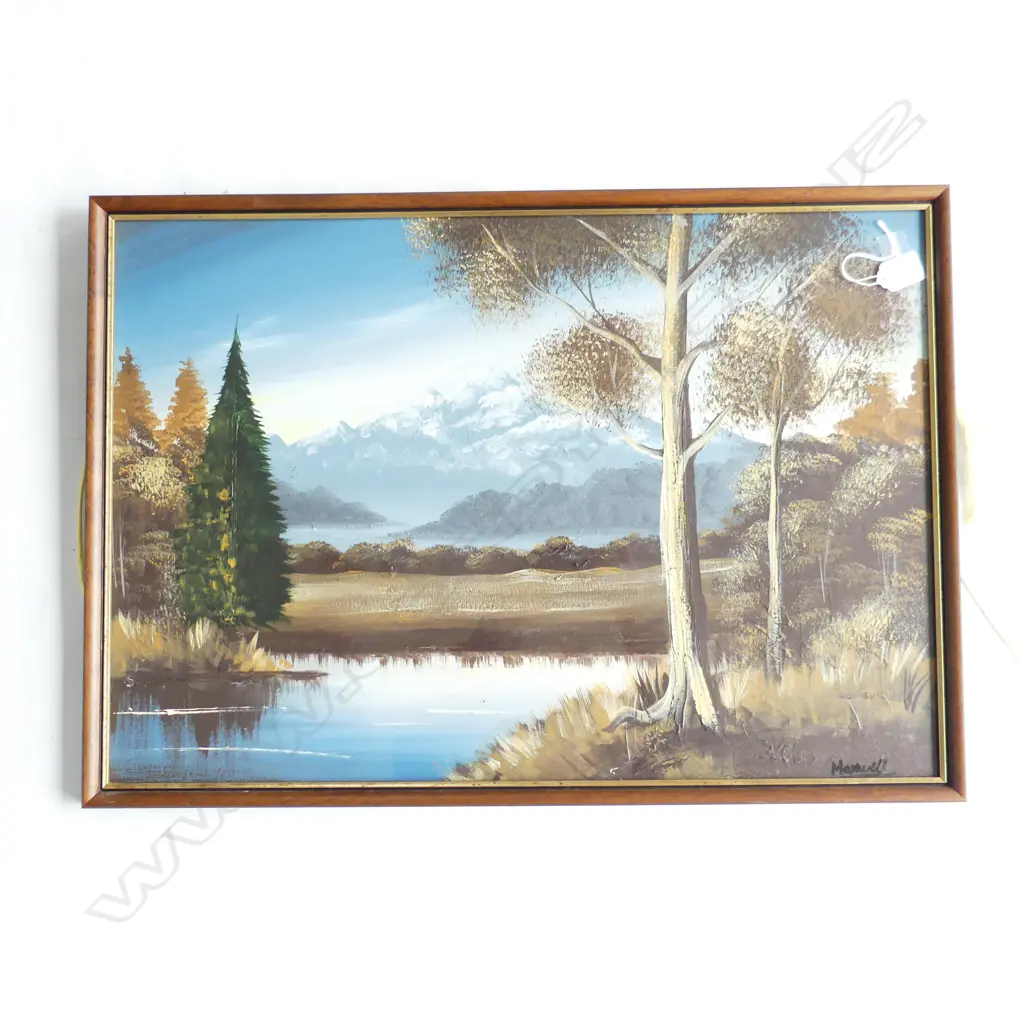 OIL MOUNTAINS & WATER SIGNED MAXWELL L680 H490MM Image 1++