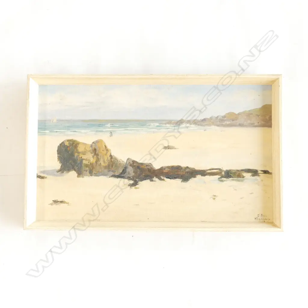 HERBERT BABBAGE (1875-1916), ST. IVES SEASIDE OIL, SIGNED & DATED 1905 245x420mm Image 1++