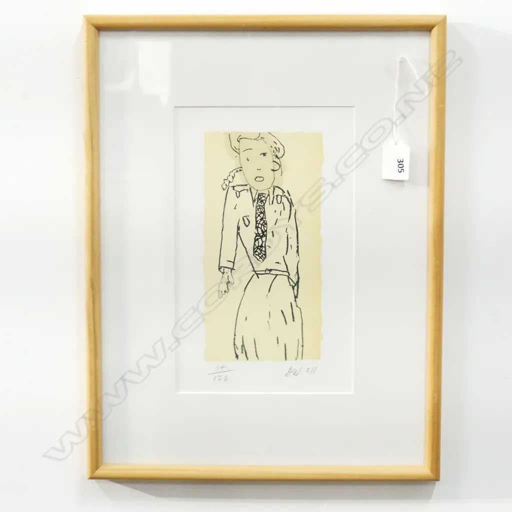 D.W LTD ED PRINT 114/120. 2011. 250 X 155mm woman in uniform Image 1++
