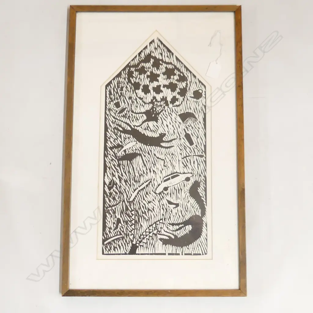 Kathryn Jones (Kate) Madill (1951-) 'JETTISON' woodcut 1/10 signed 1987 460 x 220mm Image 1++