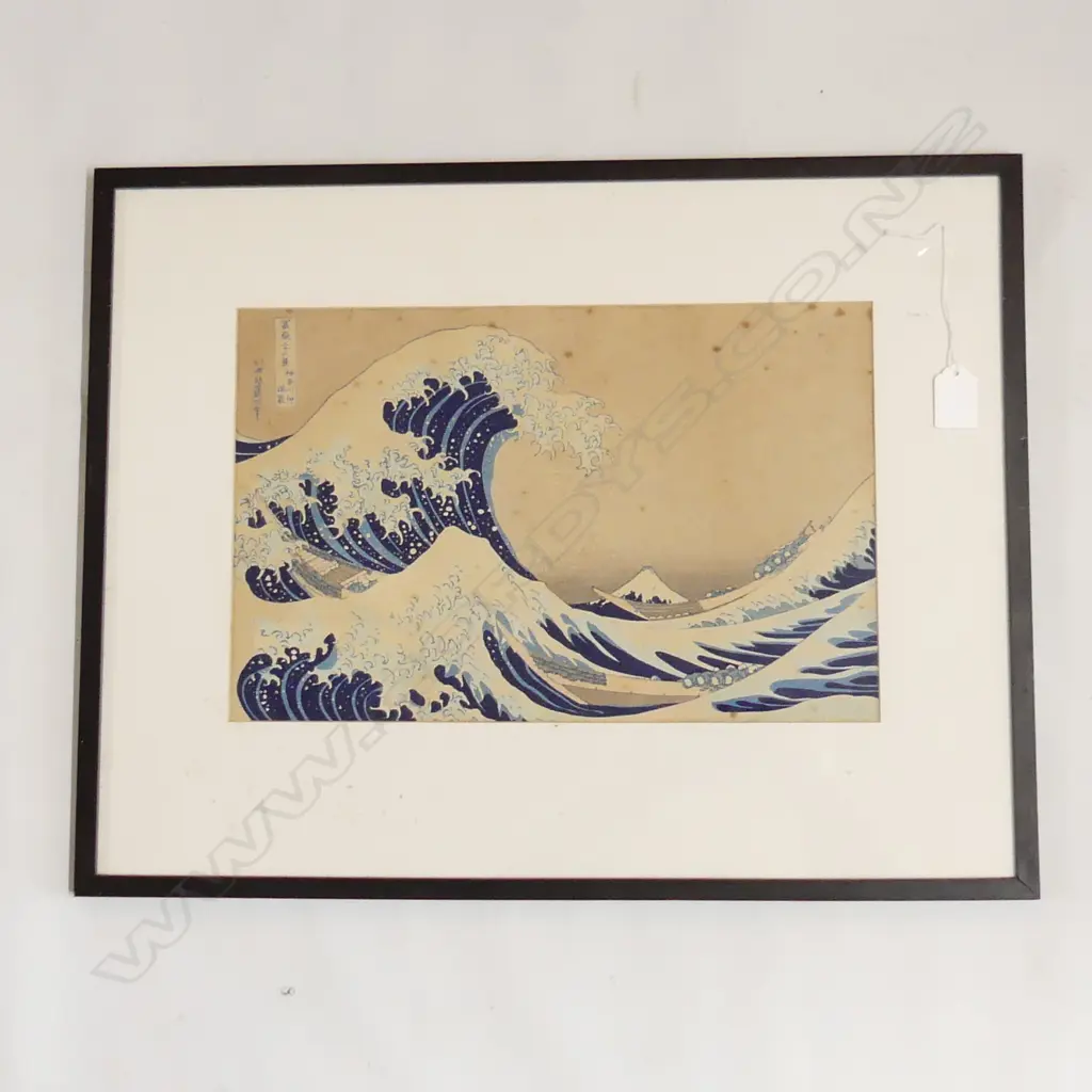 KATSUSHIKA HOKUSSAI ORIGIANL WOOD CUT PRINT 'Mt. Fuji through Wave-tops of Kanagawa' 240x370mm some foxing. Labelled ver Image 1++