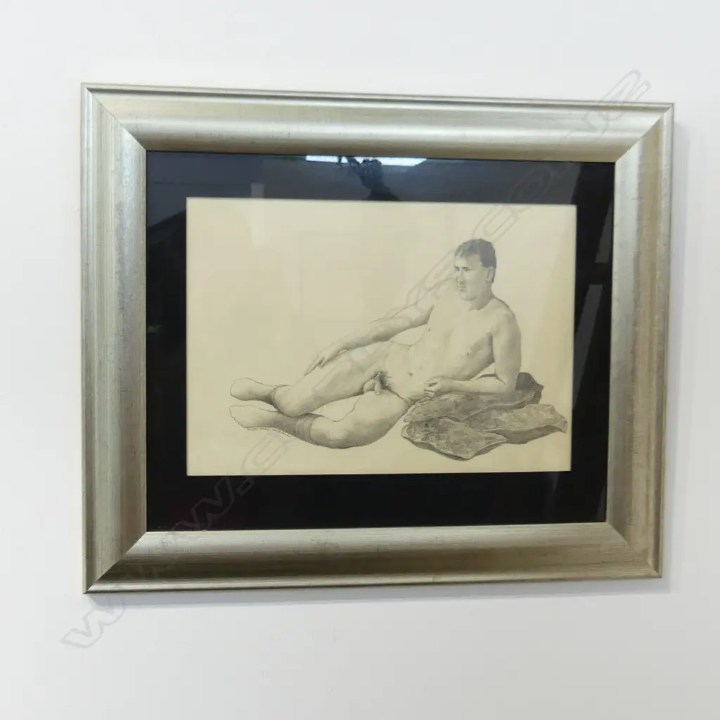 MALCOLM HARRISON 'RUGBY SOCKS' PENCIL ON PAPER 1984 280x400mm Image 1++