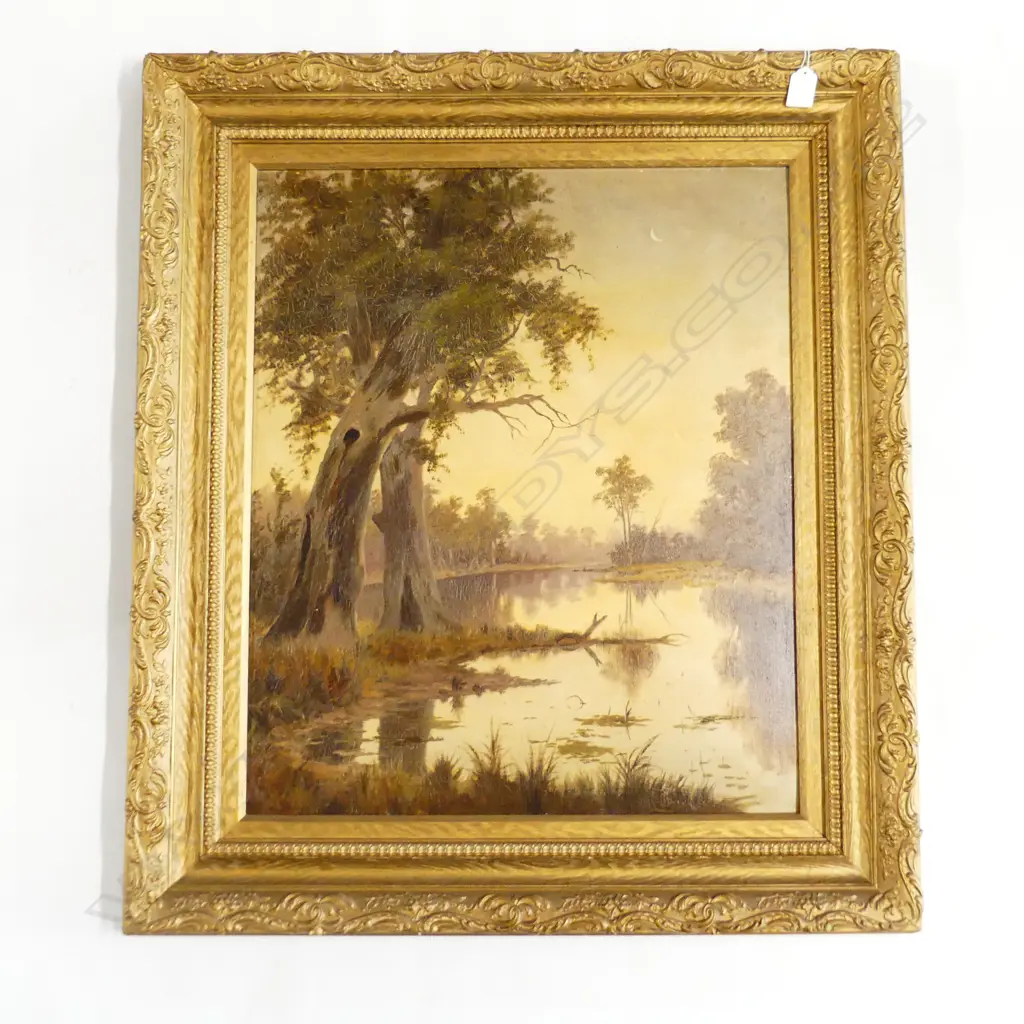 AUSTRALIAN BUSH SCENE OIL ON CANVAS, GILT FRAME 495 X 600MM Image 1++
