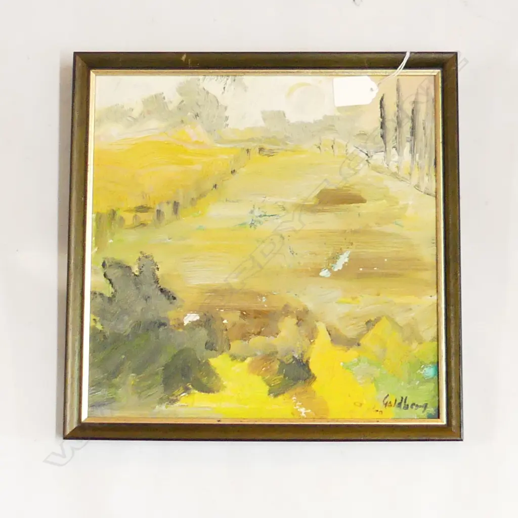 SUZANNE GOLDBERG OIL ON BOARD 'WAIKATO HAYFIELDS' 280x280mm scratched Image 1++