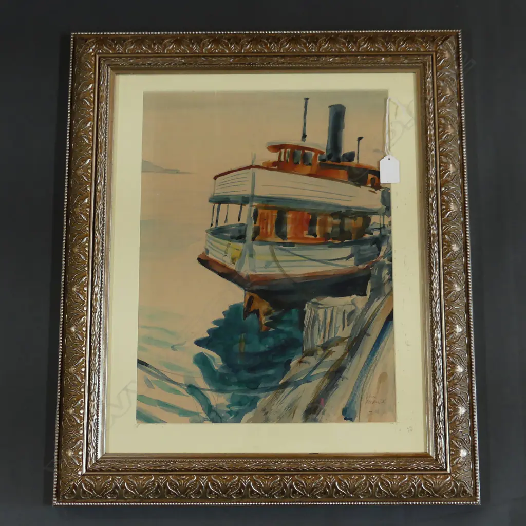 JOHN HORNER 'DEVONPORT WHARF' W/C SIGNED 420x310mm Image 1++