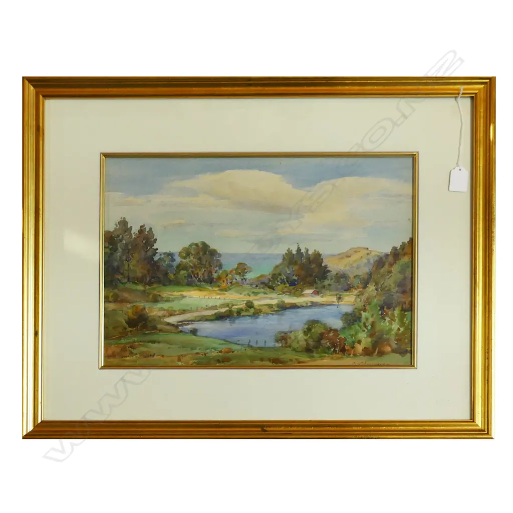 CT LAUGESEN (1900-1987), NZ LANDSCAPE, W/COLOUR, SIGNED,  295 x 425mm Image 1++