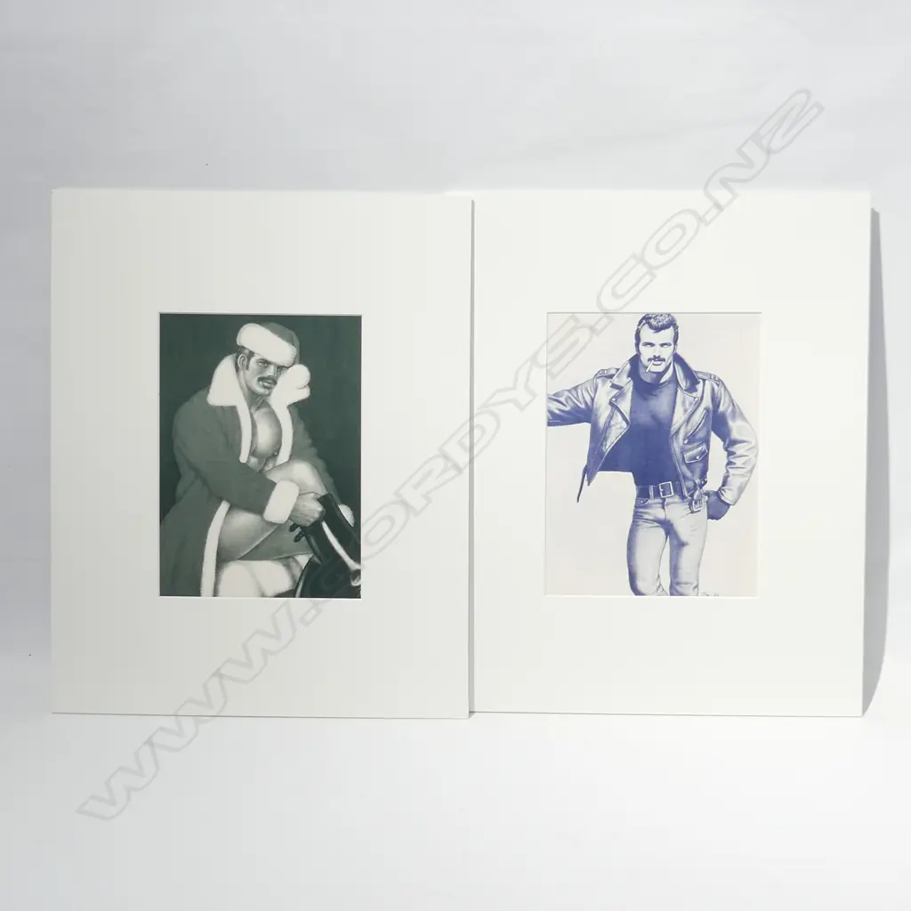 2 TOM OF FINLAND PORTRAIT PRINTS; SANTA, SMOKING MAN 270x200mm Image 1++