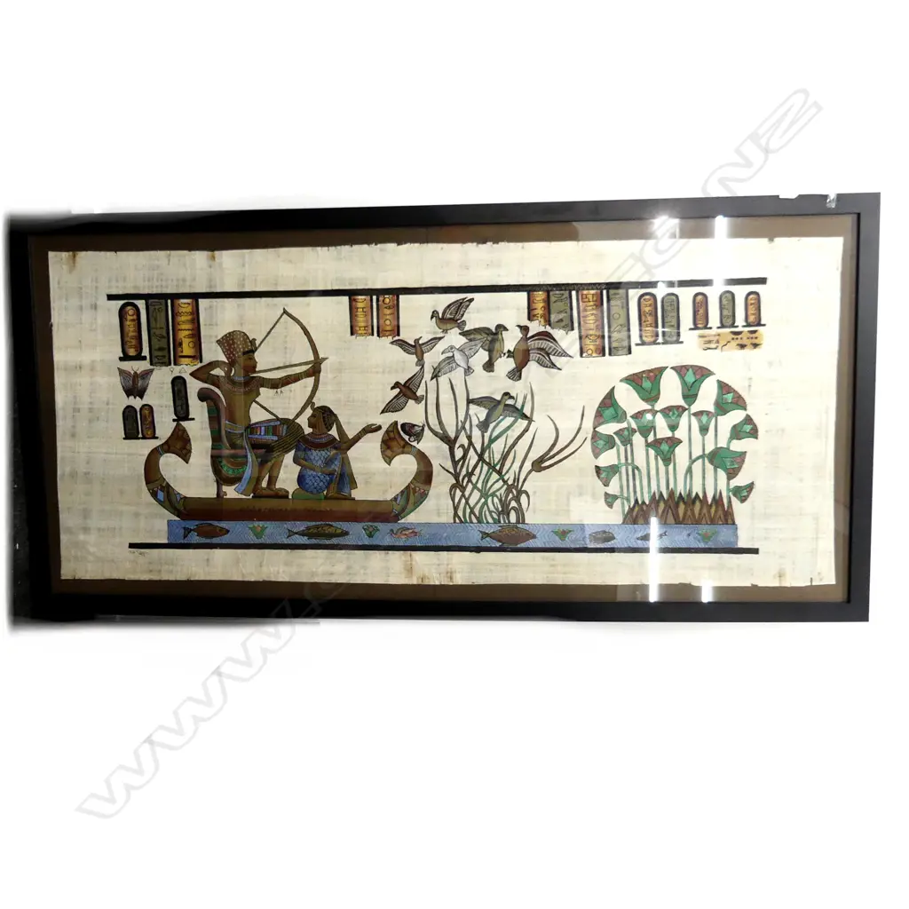 LG FRAMED EGYPTIAN SCENE PAINTED CLOTH 1720 X 710MM Image 1++