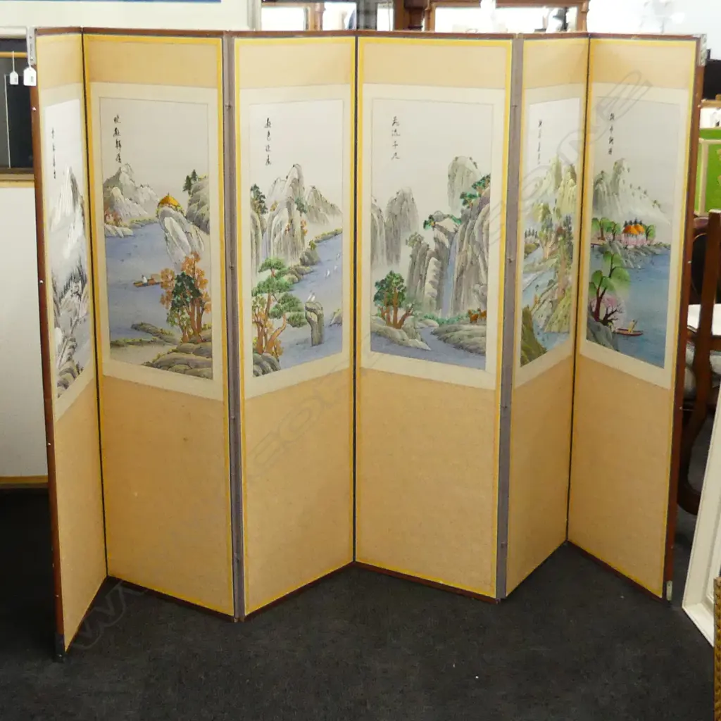 CHINESE 6 PANEL FLOOR SCREEN 1450x460mm Image 1++