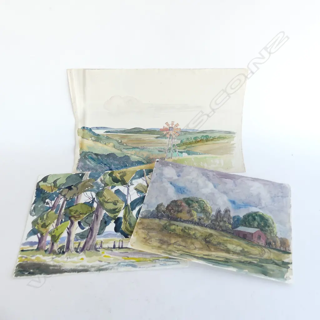 3 GEOFF FAIRBURN LANDSCAPE WATERCOLOURS 310x480mm largest. Unframed Image 1++