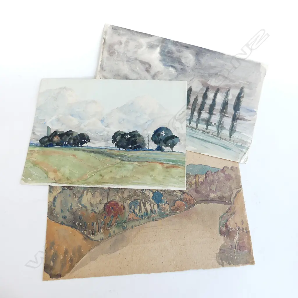 3 GEOFF FAIRBURN LANDSCAPE WATERCOLOURS 320x475mm largest. Unframed Image 1++