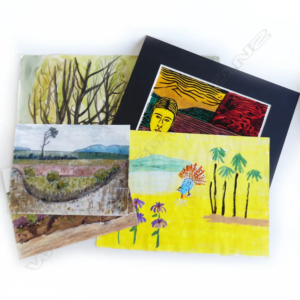 5 UNFRAMED ARTWORKS. geoff Fairburn. 2x L.V. North. etc Image 1++