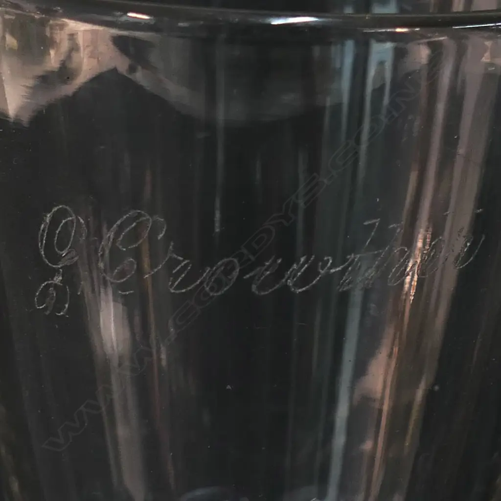 PR EARLY MID 19THC PILSNER GLASSES, ENGRAVED, H.185mm Image 1++