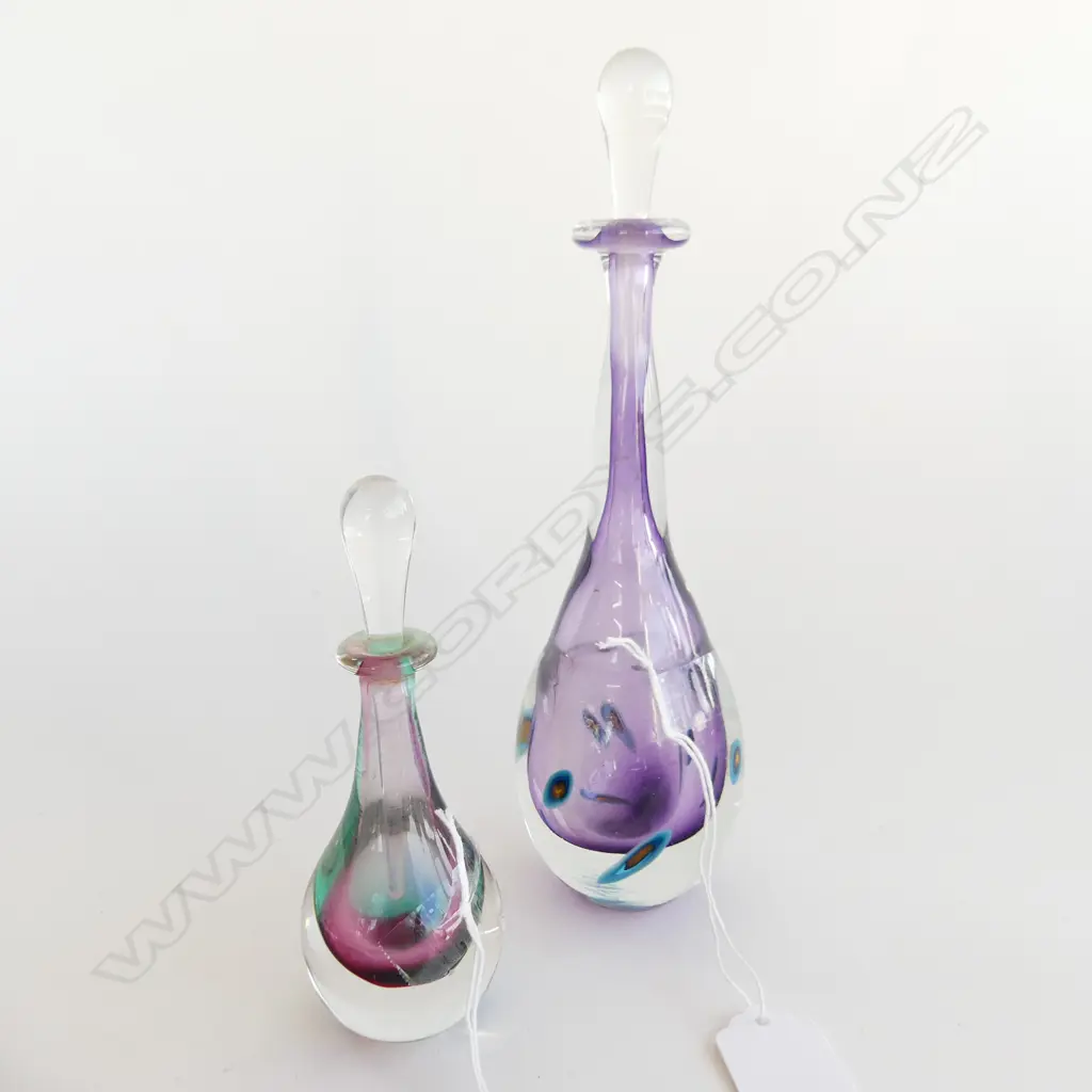 2 PETER VIESNIK GLASS SCENT BOTTLES ONE SIGNED AND DATED 94 H 220 MM Image 1++