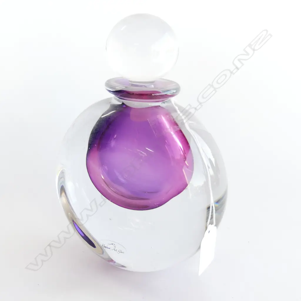 HOGLUND GLASS DECANTER WITH STOPPER H 210 MM ETCHED MARK TO BASE Image 1++