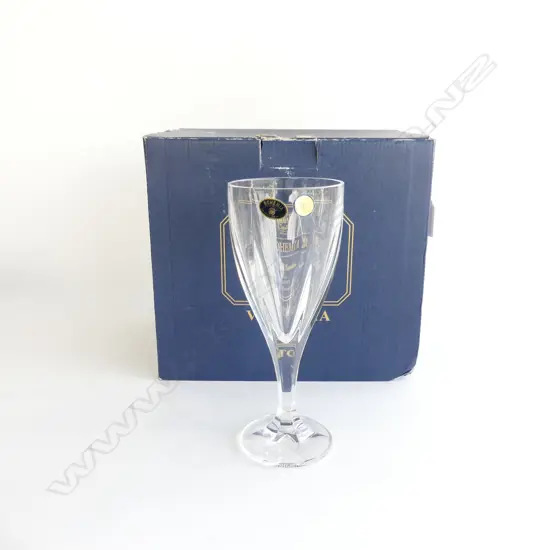 6 LG BOHEMIA CRYSTAL WINE GLASSES 'VICTORIA' PATTERN 290ML UNUSED IN BOX H. 210MM