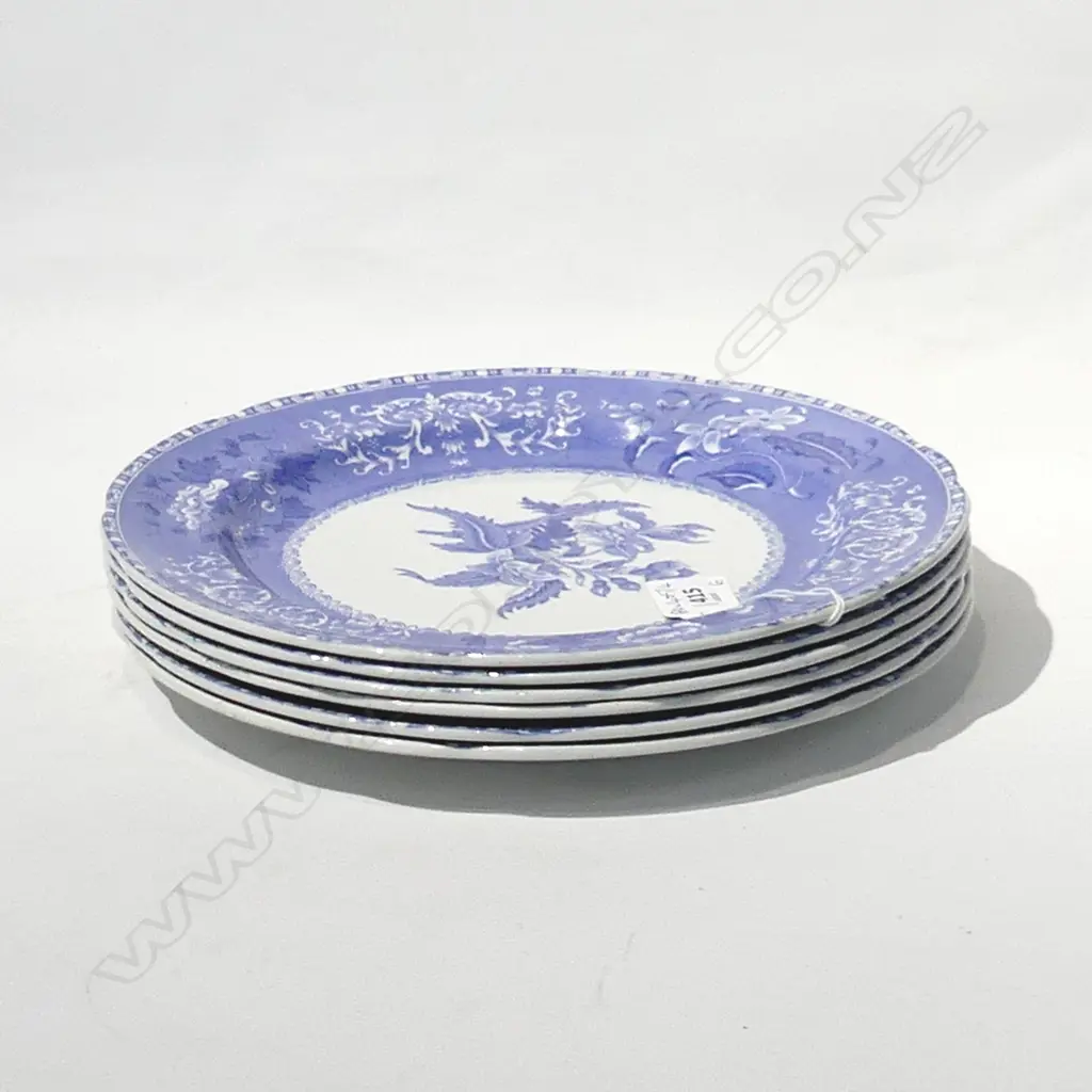 6 ANTIQUE COPELAND SPODE BLUE 'CAMILLA' DINNER PLATES - GOOD CONDITION 265mm dia Image 1++
