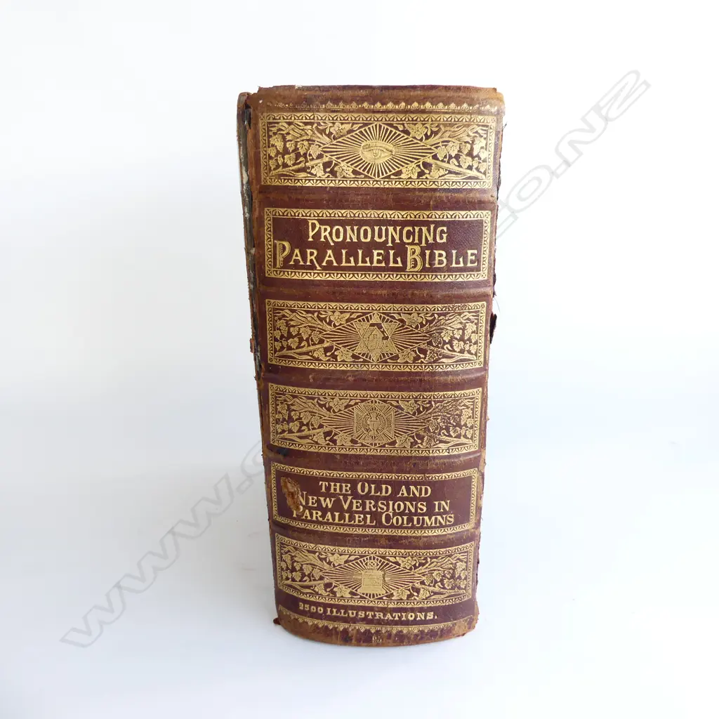 VICTORIAN 1890 PICTORIAL HOLY BIBLE LEATHER BOUND WITH 2500 ILLUSTRATIONS L. 320MM Image 1++