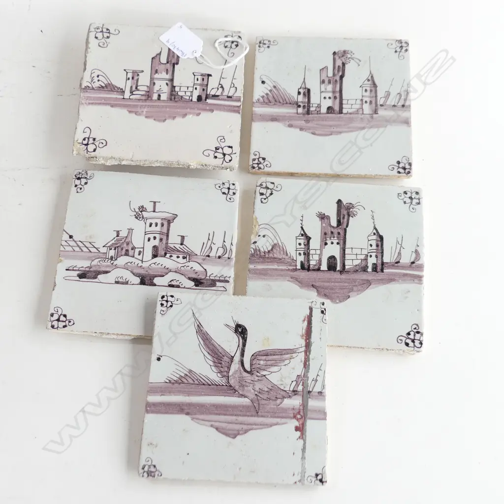 5 VINTAGE DUTCH DELFT TILES 150MM SQUARE Image 1++