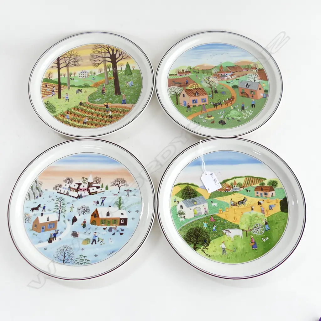 SET OF 4 VILLEROY & BOCH PLATES, 'THE FOUR SEASONS' BY GERARD LAPLAU 235mm dia Image 1++
