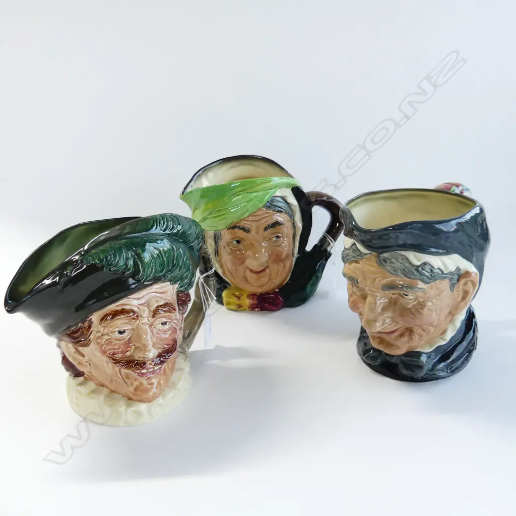 3 LARGE R/DOULTON CHRACTER JUGS/SAIREY GAMP/GRANNY/THE CAVALIER H 160MM Image 1++