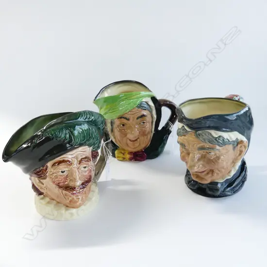 3 LARGE R/DOULTON CHRACTER JUGS/SAIREY GAMP/GRANNY/THE CAVALIER H 160MM