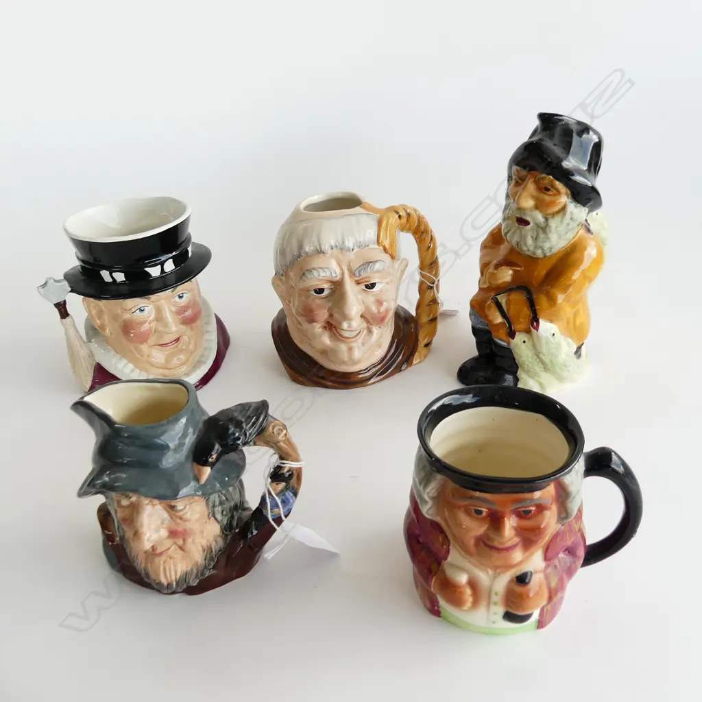 5 ASST CHARACTER TOBY JUGS INC. RD 'RIP VAN WINKLE' H. 110MM Image 1++