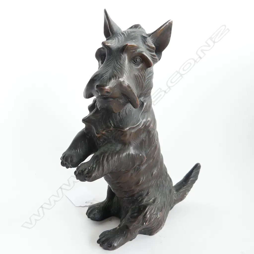 VINTAGE BRONZE SCOTTIE TERRIER DOG H.205mm Image 1++