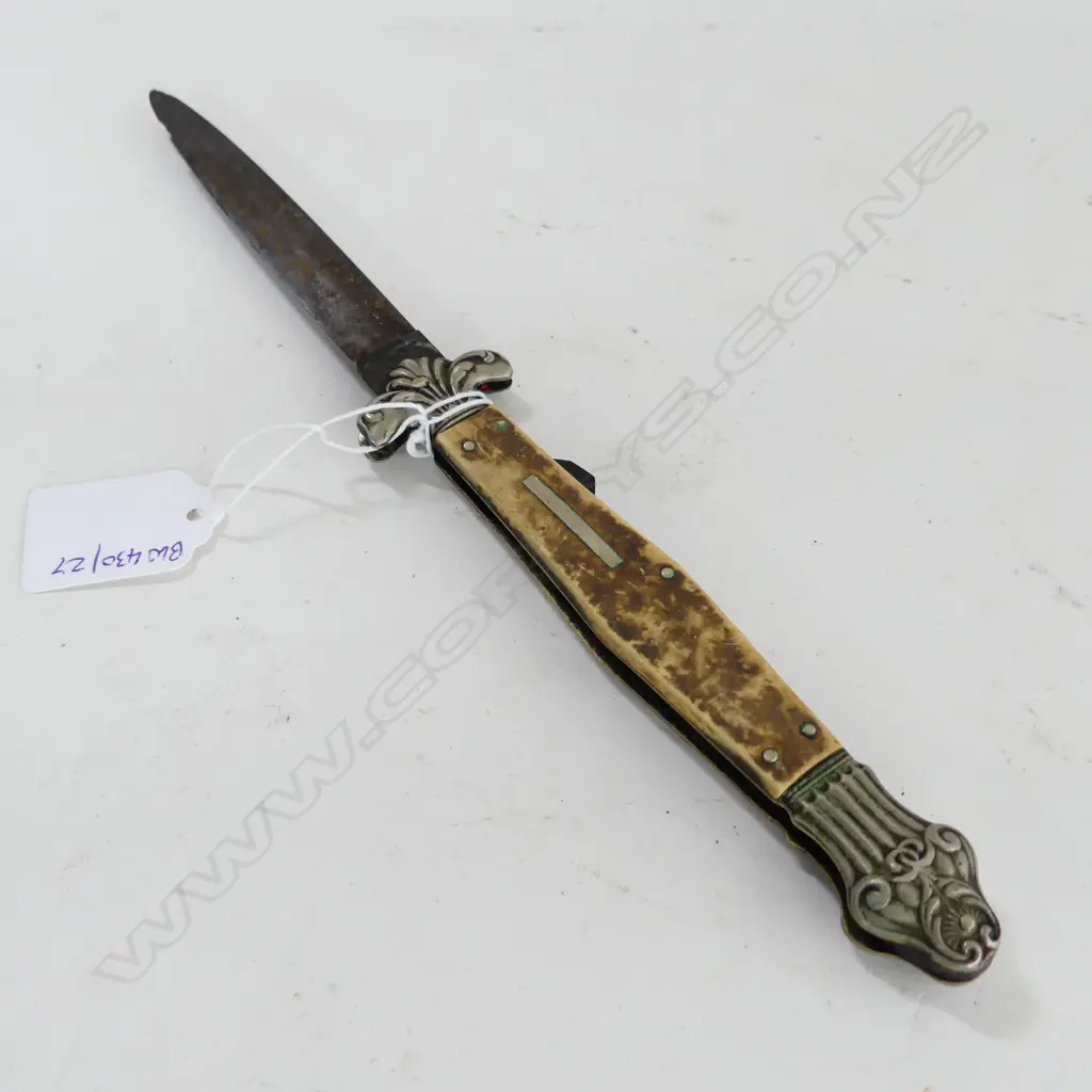 ANTIQUE LOCK KNIFE STILETTO SHEFFIELD BLADE L270MM Image 1++