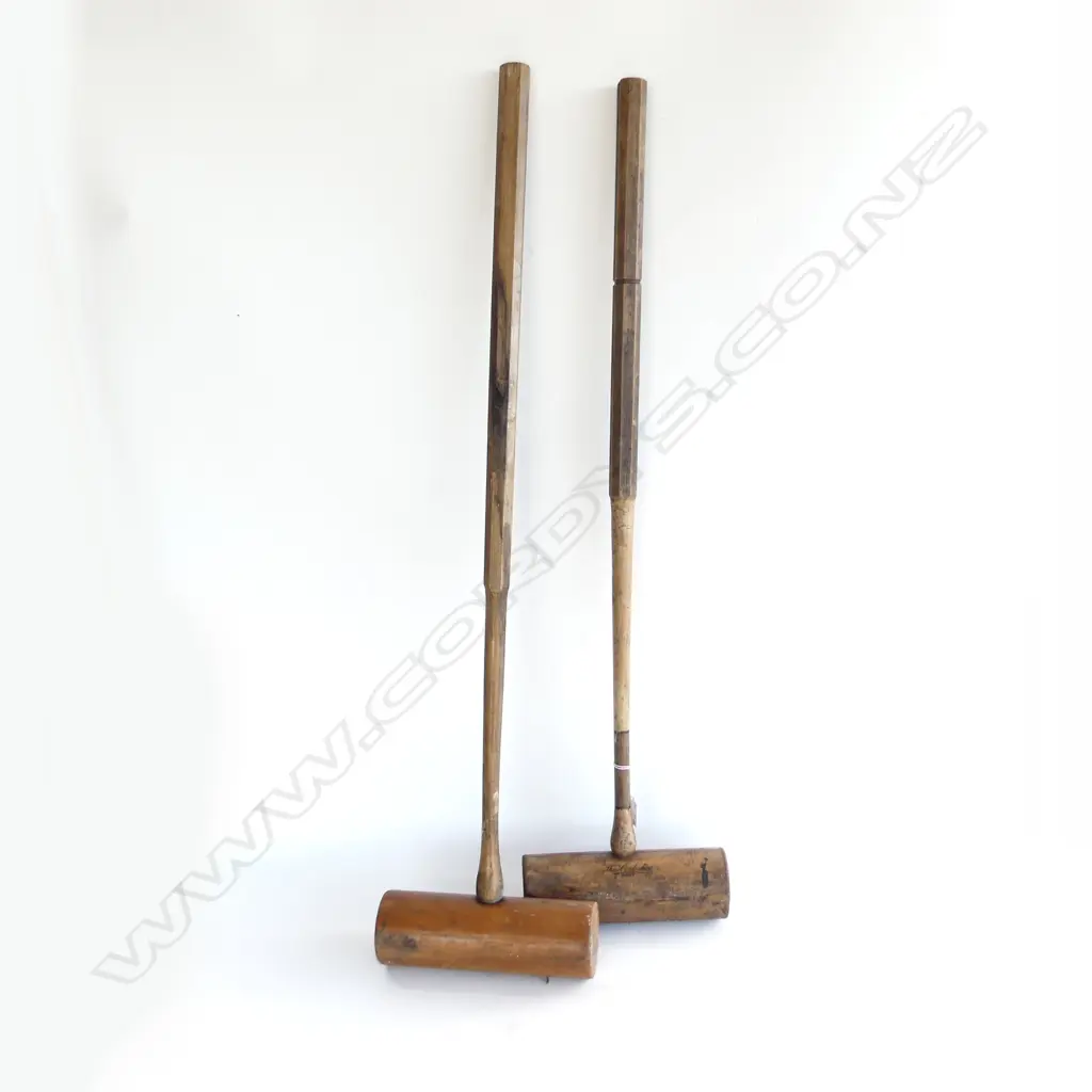 2 OLD CROQUET MALLETS Image 1++