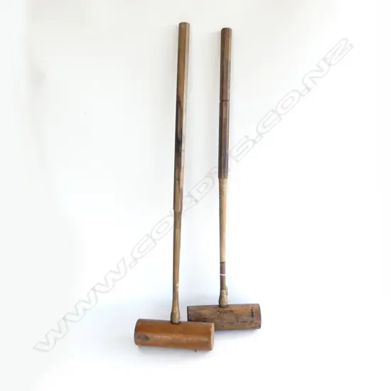 2 OLD CROQUET MALLETS