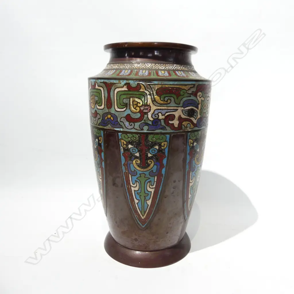  JAPANESE BRONZE CLOISONNE VASE H300MM Image 1++