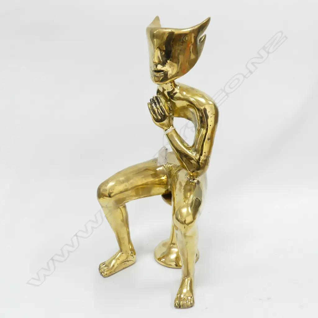 POLISHED BRONZE ABSTRACT MASKED FIGURE H.490mm Image 1++