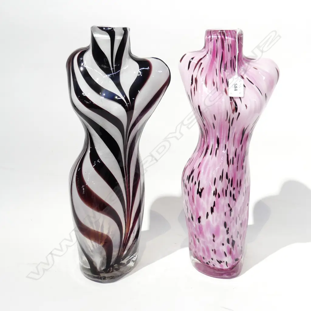 2 FEMALE FORM ART GLASS VASES H430MM Image 1++