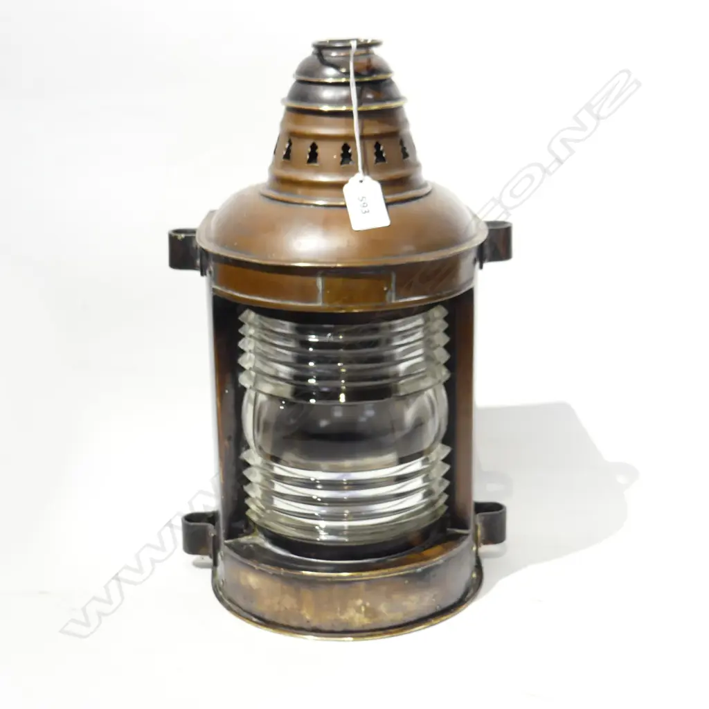 LG PERKO MARINE COPPER & GLASS SHIPPING LANTERN H. 410MM Image 1++