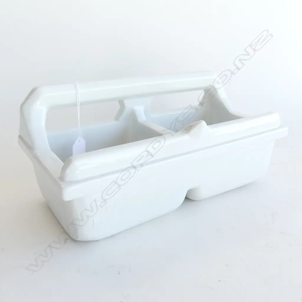 VINTAGE WHITE CERAMIC BATHROOM SOAP HOLDER W.300mm - ENGLAND 1956 Image 1++