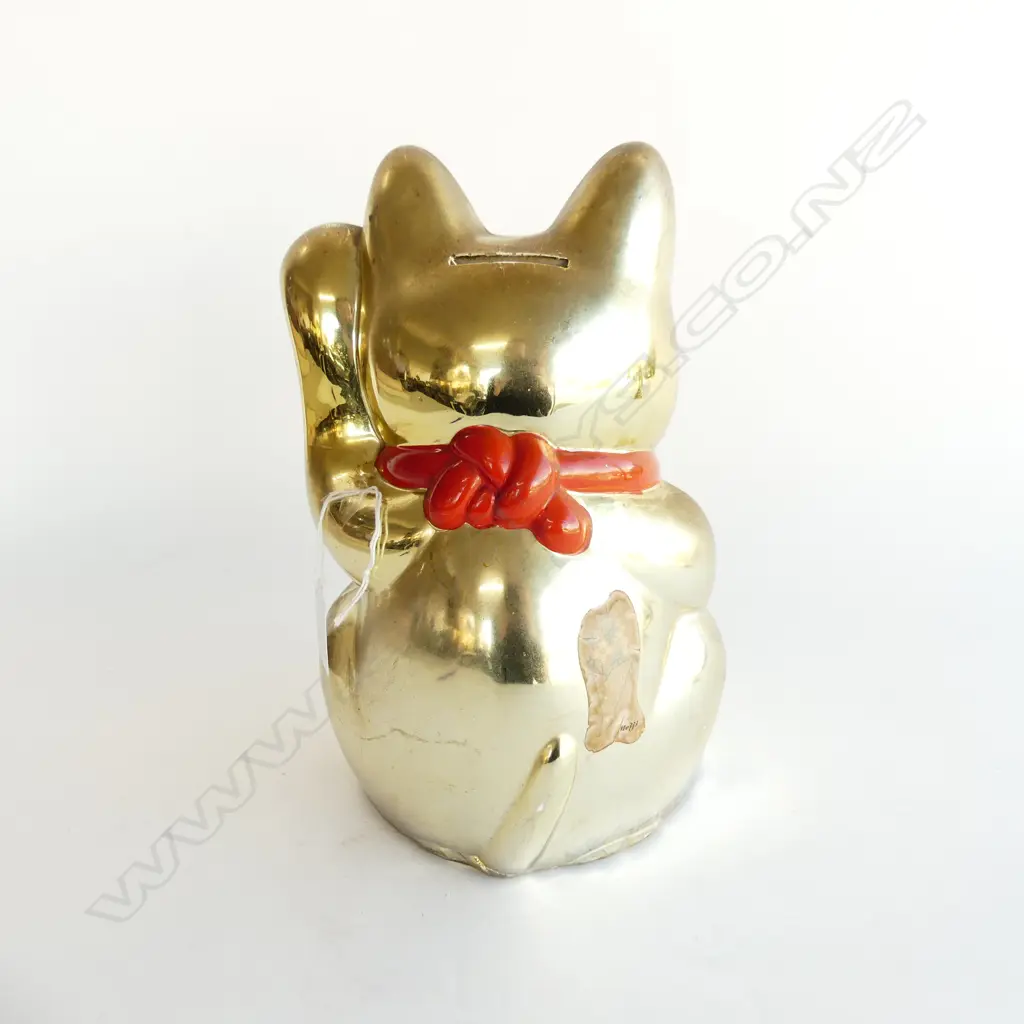 ORIENTAL GILT CHINA LUCKY CAT SCULPTURE money box H.255mm Image 1++