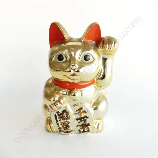 ORIENTAL GILT CHINA LUCKY CAT SCULPTURE money box H.255mm