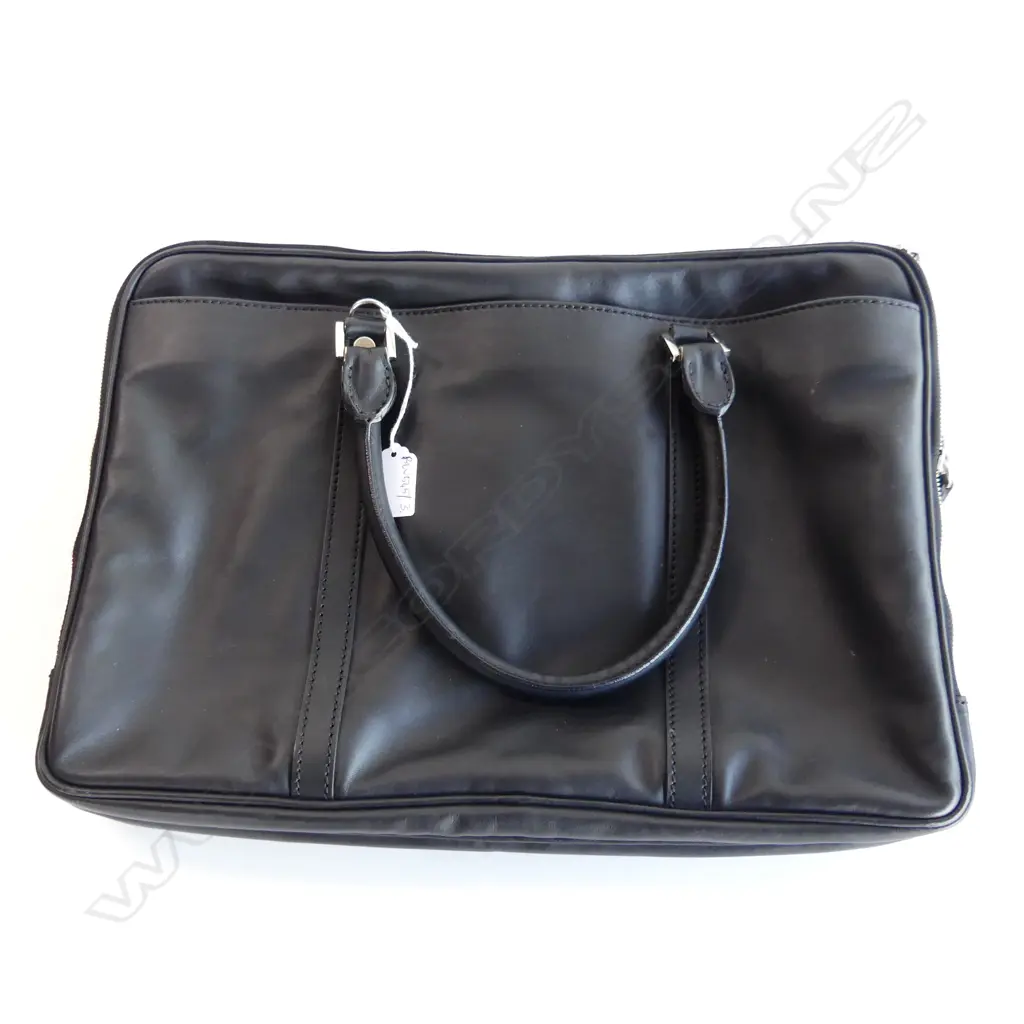 DELL'GA ITALIAN BLACK LEATHER BRIEFCASE - EX WORKING STYLE 400x280mm Image 1++